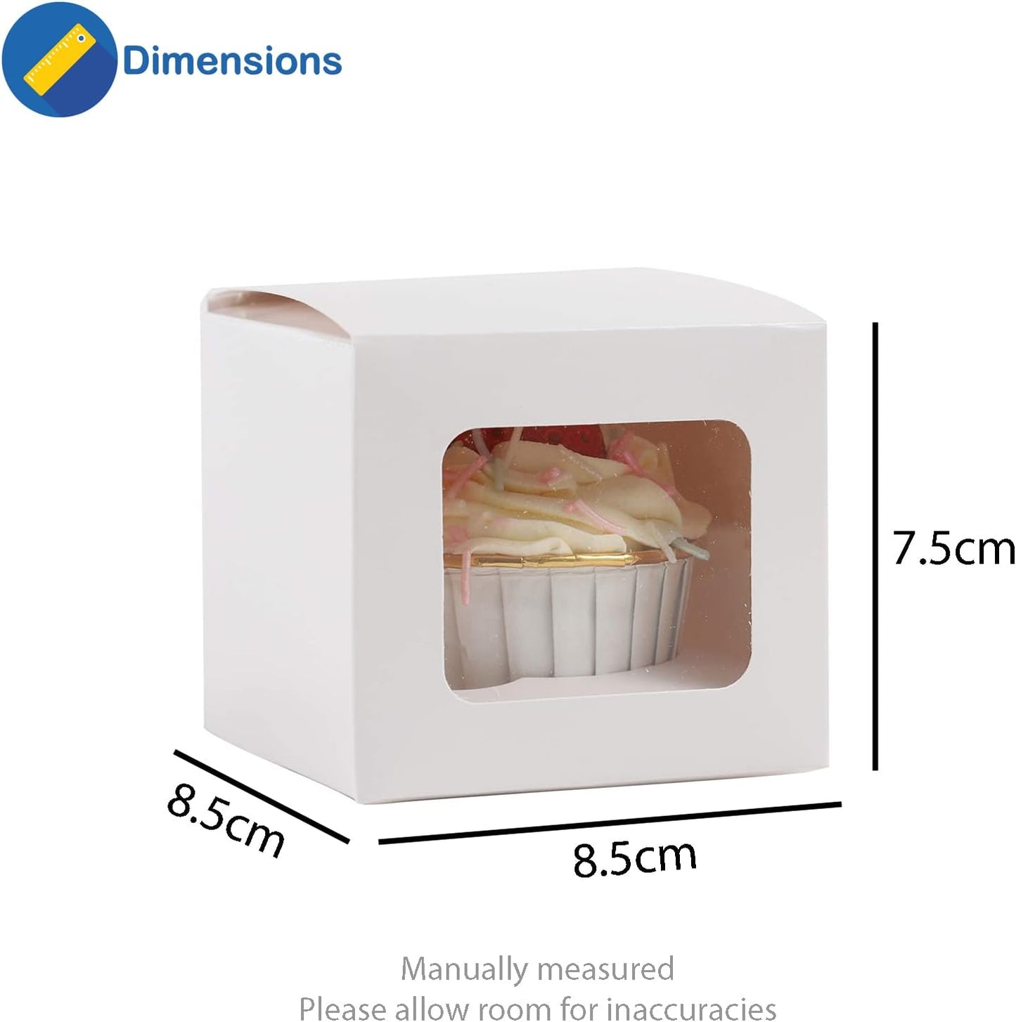 Cupcake Boxes Individual White Single Fairy Cake with Clear Window Cardboard Packaging Box Baking Kids Muffins Cookies Wedding