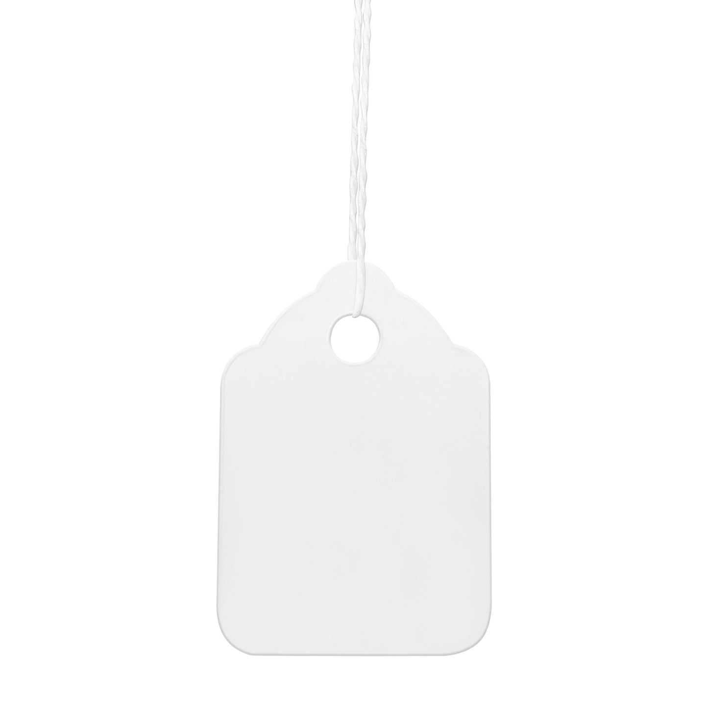 Swift Strung Tags White Card Clothing Parcel Label String Hanging Gift Swing Tickets Kraft Hang Price Labelling 32mm x 22mm (Pack Of 5000)