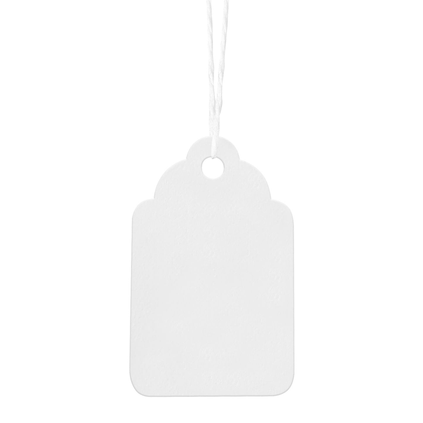Swift Strung Tags White Card Clothing Parcel Label String Hanging Gift Swing Tickets Kraft Hang Price Labelling 37mm x 24mm (Pack Of 5000)
