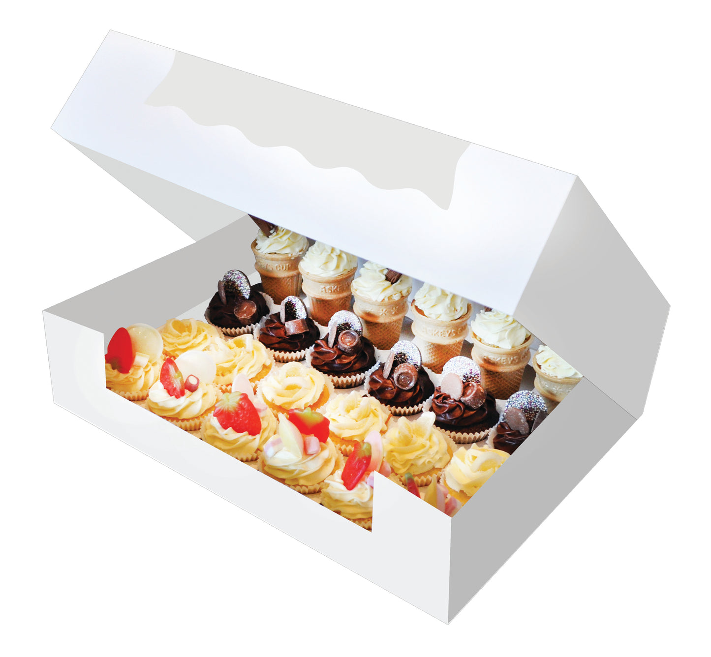 Cupcake Boxes White Holds 24 Single Fairy Cake Clear Window Cardboard Packaging Box Baking Kids Muffins Cookies Weddings tradingmadeeasy.co.uk