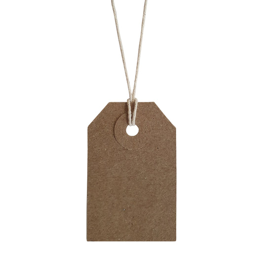 Swift Strung Tags Brown Reinforced Card Clothing Parcel Label String Hanging Gift Swing Tickets Kraft Hang Price Labelling 56mm x 35mm (Pack Of 3000)