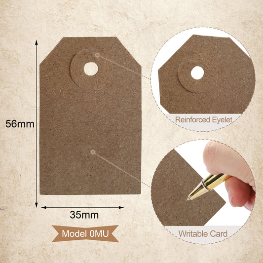 Swift Unstrung Tags Brown Reinforced Card Clothing Parcel Label Gift Swing Tickets Kraft Price Labelling 56mm x 35 mm (Pack Of 1000)