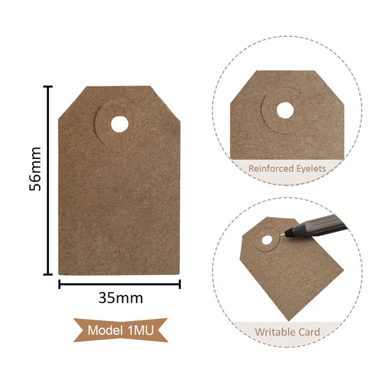 Swift Unstrung Tags Brown Reinforced Card Clothing Parcel Label Gift Swing Tickets Kraft Price Labelling 56mm x 35 mm (Pack Of 1000)