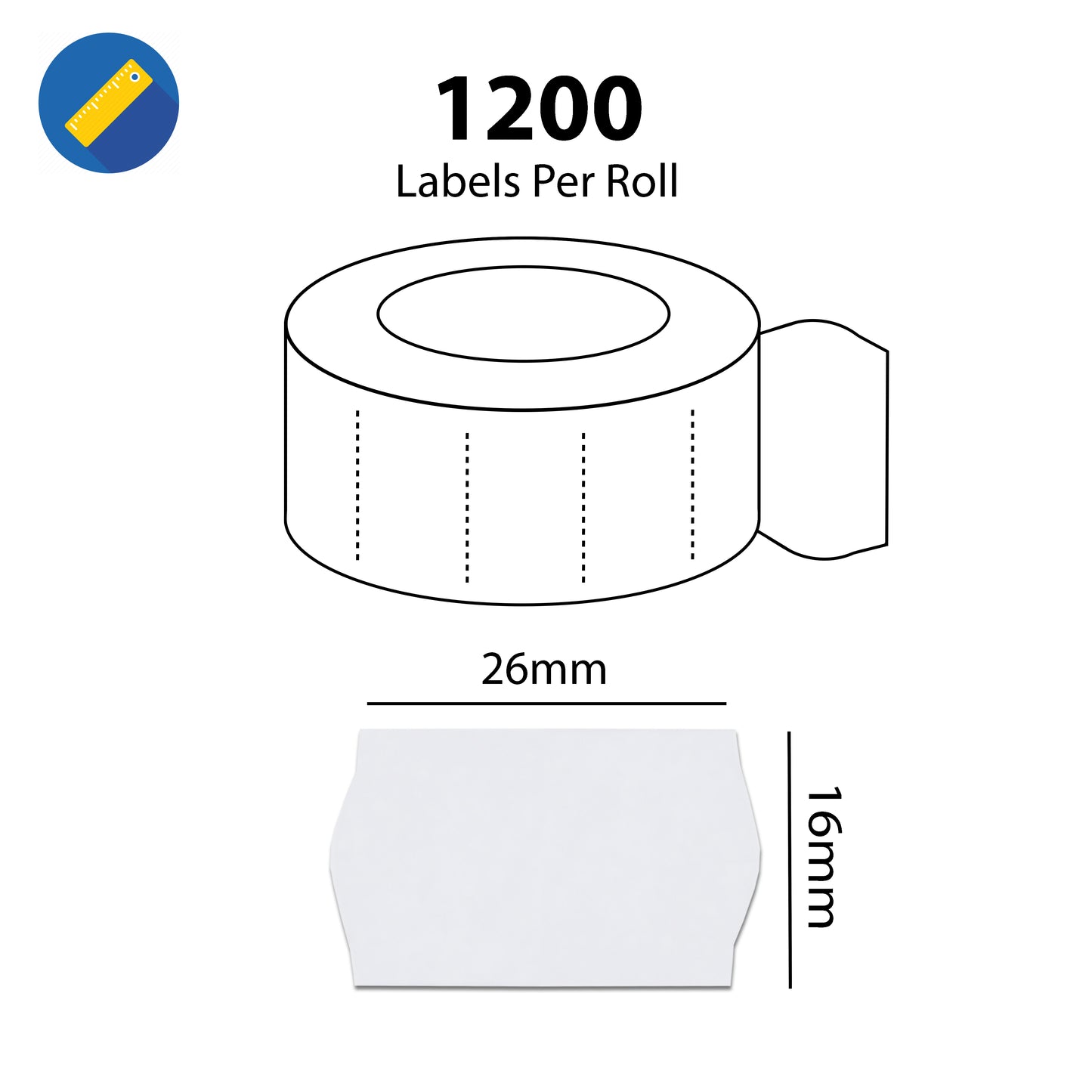 LYNX 26 x 16mm White Peelable CT12 (12,000 Labels)