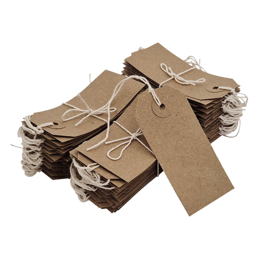 Swift Strung Tags Brown Reinforced Card Clothing Parcel Label String Hanging Gift Swing Tickets Kraft Hang Price Labelling 70mm x 35mm (Pack Of 1000)