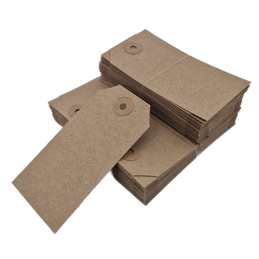 Unstrung Brown Buff Card Clothing TSwift Unstrung Tags Brown Reinforced Card Clothing Parcel Label Gift Swing Tickets Kraft Price Labelling 83mm x 41 mm (Pack Of 500)