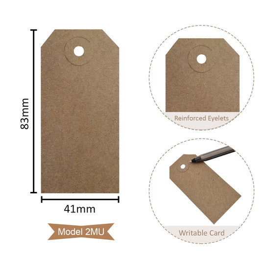 Unstrung Brown Buff Card Clothing TSwift Unstrung Tags Brown Reinforced Card Clothing Parcel Label Gift Swing Tickets Kraft Price Labelling 83mm x 41 mm (Pack Of 1000)