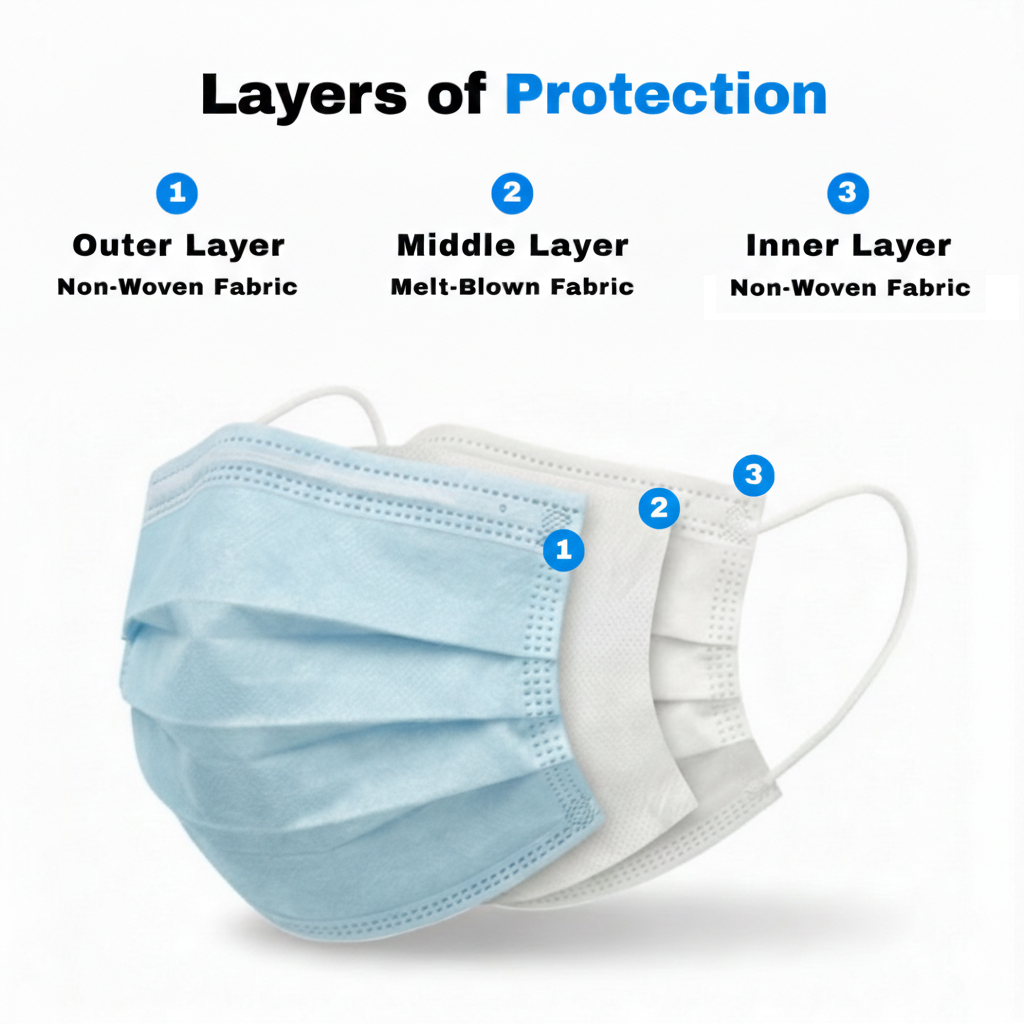 Disposable 3 Ply Non-Surgical Face Mask Blue - Box of 50