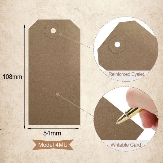 Swift Unstrung Tags Brown Reinforced Card Clothing Parcel Label Gift Swing Tickets Kraft Price Labelling 108mm x 54 mm (Pack Of 1000)