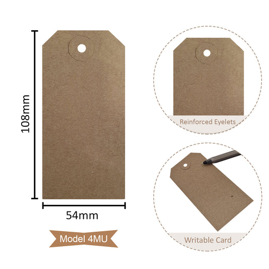 Swift Unstrung Tags Brown Reinforced Card Clothing Parcel Label Gift Swing Tickets Kraft Price Labelling 108mm x 54 mm (Pack Of 1000)