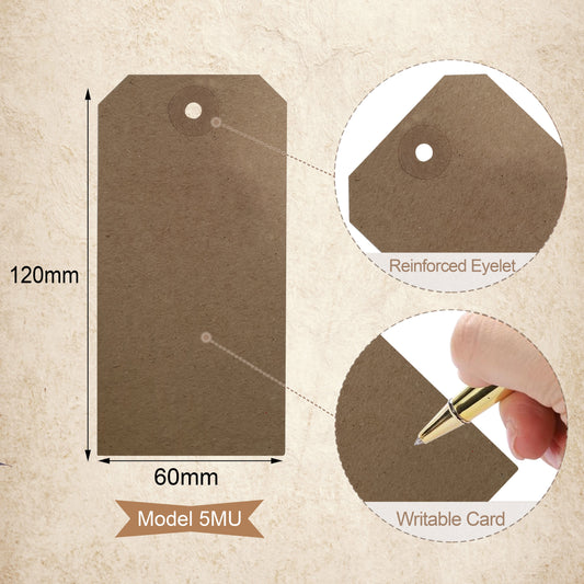 Swift Unstrung Tags Brown Reinforced Card Clothing Parcel Label Gift Swing Tickets Kraft Price Labelling 120mm x 60 mm (Pack Of 1000)