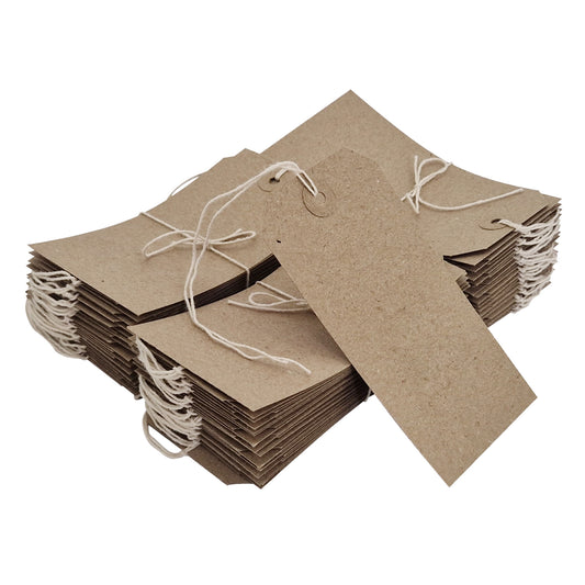 Swift Strung Tags Brown Reinforced Card Clothing Parcel Label String Hanging Gift Swing Tickets Kraft Hang Price Labelling 134mm x 67 mm (Pack Of 1000)
