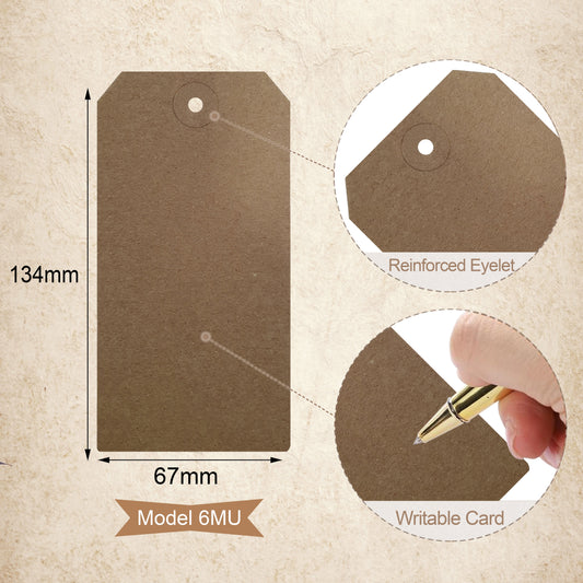 Swift Unstrung Tags Brown Reinforced Card Clothing Parcel Label Gift Swing Tickets Kraft Price Labelling 134mm x 67 mm (Pack Of 1000)