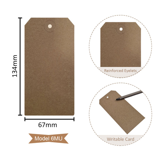 Swift Unstrung Tags Brown Reinforced Card Clothing Parcel Label Gift Swing Tickets Kraft Price Labelling 134mm x 67 mm (Pack Of 1000)