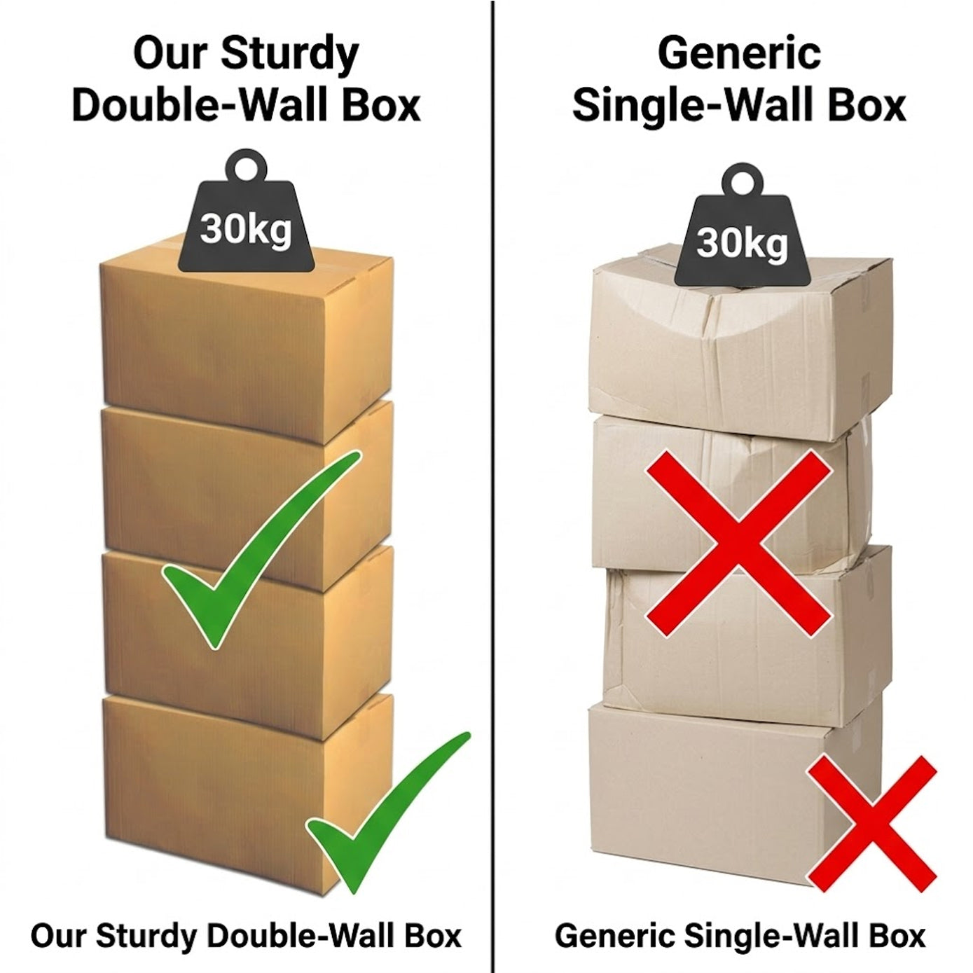 Pack of 10 Large Double Wall Cardboard Boxes 60 x 40 x 40cm