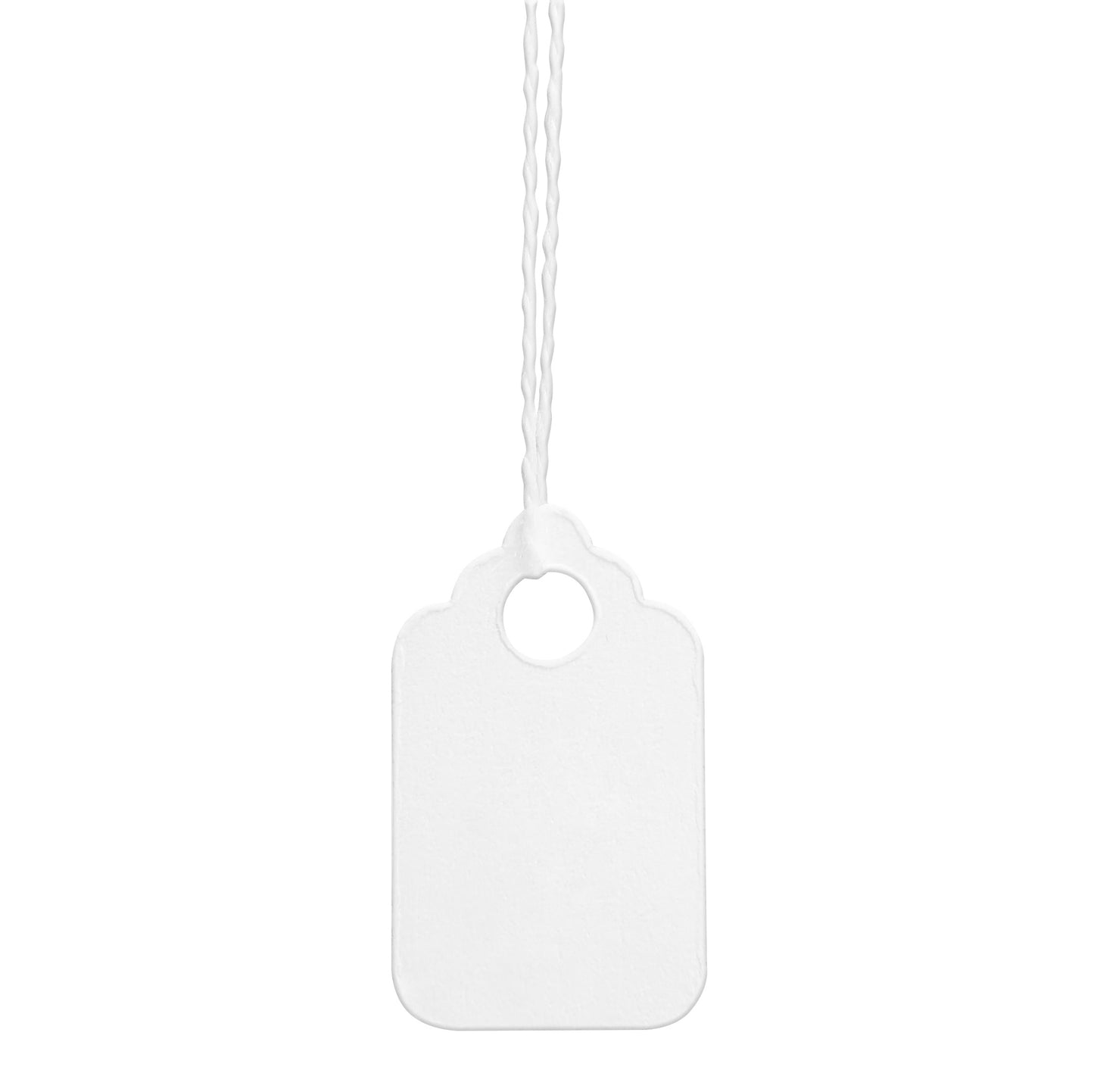 Swift Strung Tags White Card Clothing Parcel Label String Hanging Gift Swing Tickets Kraft Hang Price Labelling 20mm x 8mm (Pack Of 500)