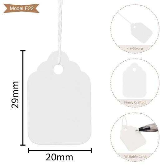 Swift Strung Tags White Card Clothing Parcel Label String Hanging Gift Swing Tickets Kraft Hang Price Labelling 29mm x 20mm (Pack Of 5000)