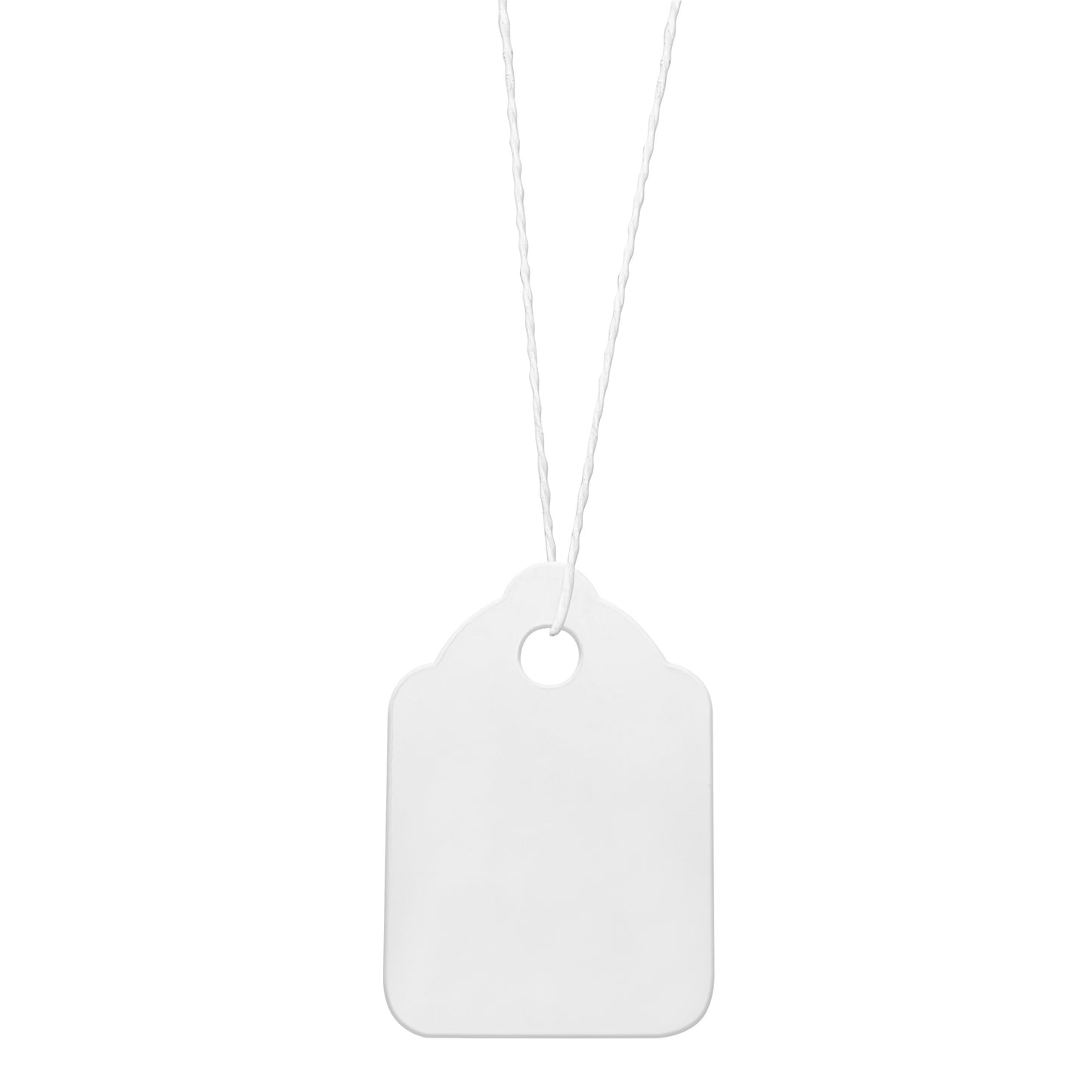 Swift Strung Tags White Card Clothing Parcel Label String Hanging Gift Swing Tickets Kraft Hang Price Labelling 32mm x 22mm (Pack Of 5000)