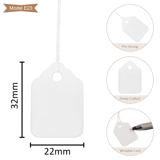Swift Strung Tags White Card Clothing Parcel Label String Hanging Gift Swing Tickets Kraft Hang Price Labelling 32mm x 22mm (Pack Of 5000)