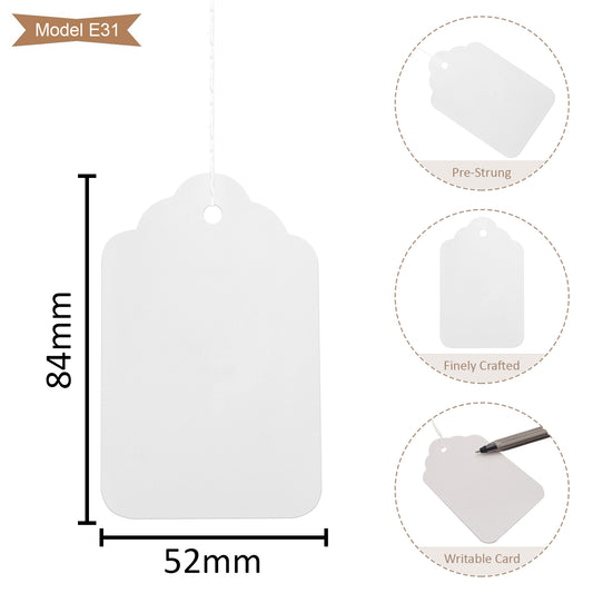 Swift Strung Tags White Card Clothing Parcel Label String Hanging Gift Swing Tickets Kraft Hang Price Labelling 84mm x 52mm (Pack Of 5000)