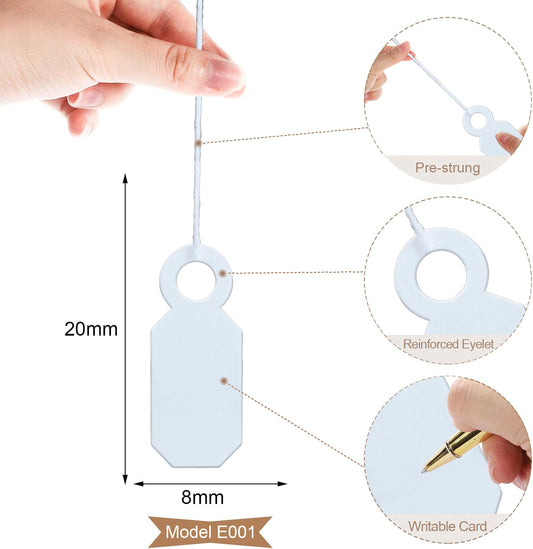 Swift Strung Tags White Card Clothing Parcel Label String Hanging Gift Swing Tickets Kraft Hang Price Labelling 20mm x 8mm (Pack Of 500)
