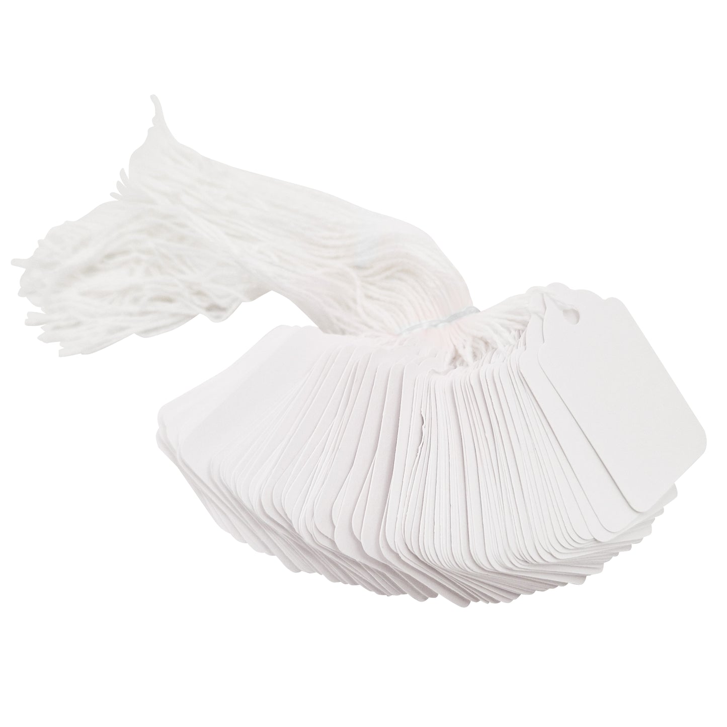 Swift Strung Tags White Card Clothing Parcel Label String Hanging Gift Swing Tickets Kraft Hang Price Labelling 37mm x 24mm (Pack Of 5000)