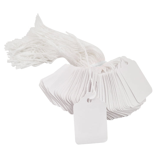 Swift Strung Tags White Card Clothing Parcel Label String Hanging Gift Swing Tickets Kraft Hang Price Labelling 45mm x 28mm (Pack Of 5000)