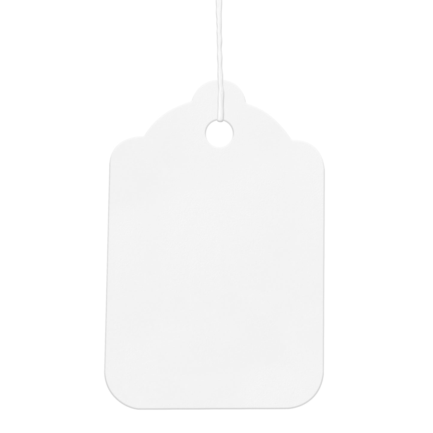 Swift Strung Tags White Card Clothing Parcel Label String Hanging Gift Swing Tickets Kraft Hang Price Labelling 48mm x 32mm (Pack Of 3000)
