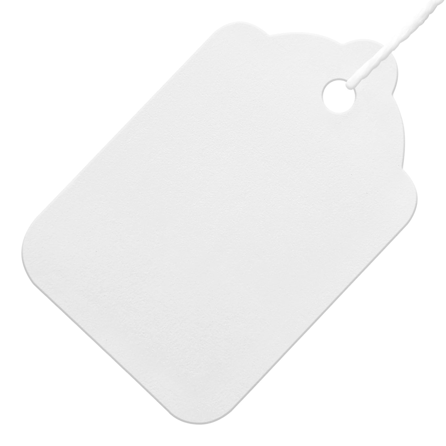 Swift Strung Tags White Card Clothing Parcel Label String Hanging Gift Swing Tickets Kraft Hang Price Labelling 55mm x 37mm (Pack Of 5000)