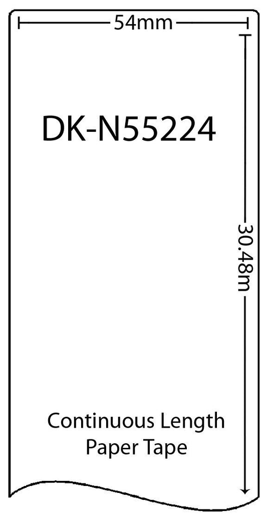 Compatible Brother Labels DK-N55224 Continuous Non-Adhesive Paper Roll – Black on White 54mm