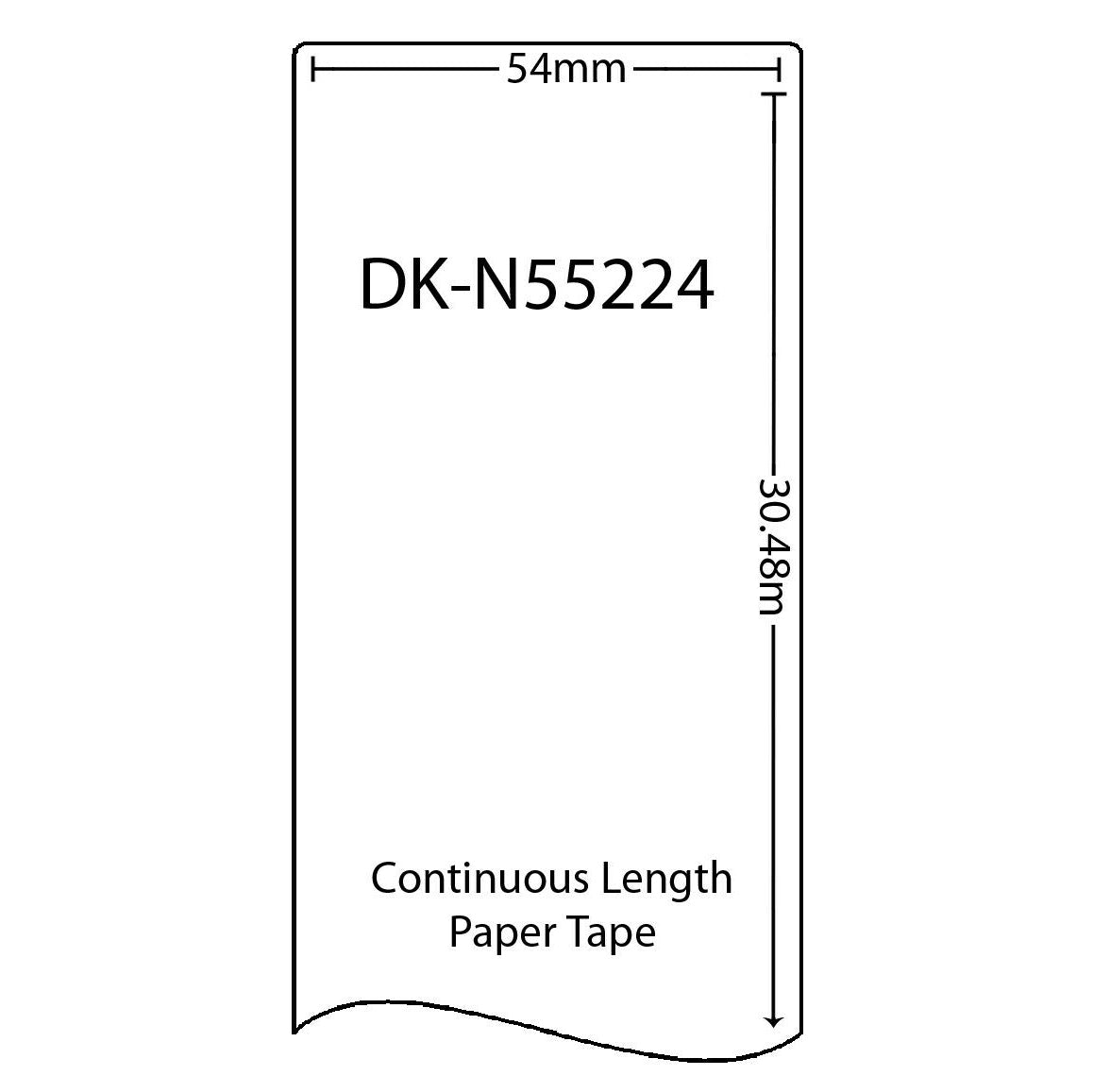 Compatible Brother Labels DK-N55224 Continuous Non-Adhesive Paper Roll – Black on White 54mm