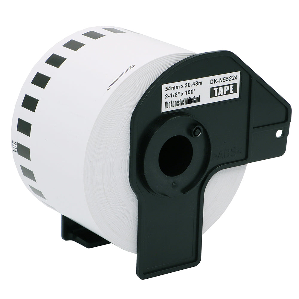 Compatible Brother Labels DK-N55224 Continuous Non-Adhesive Paper Roll – Black on White 54mm