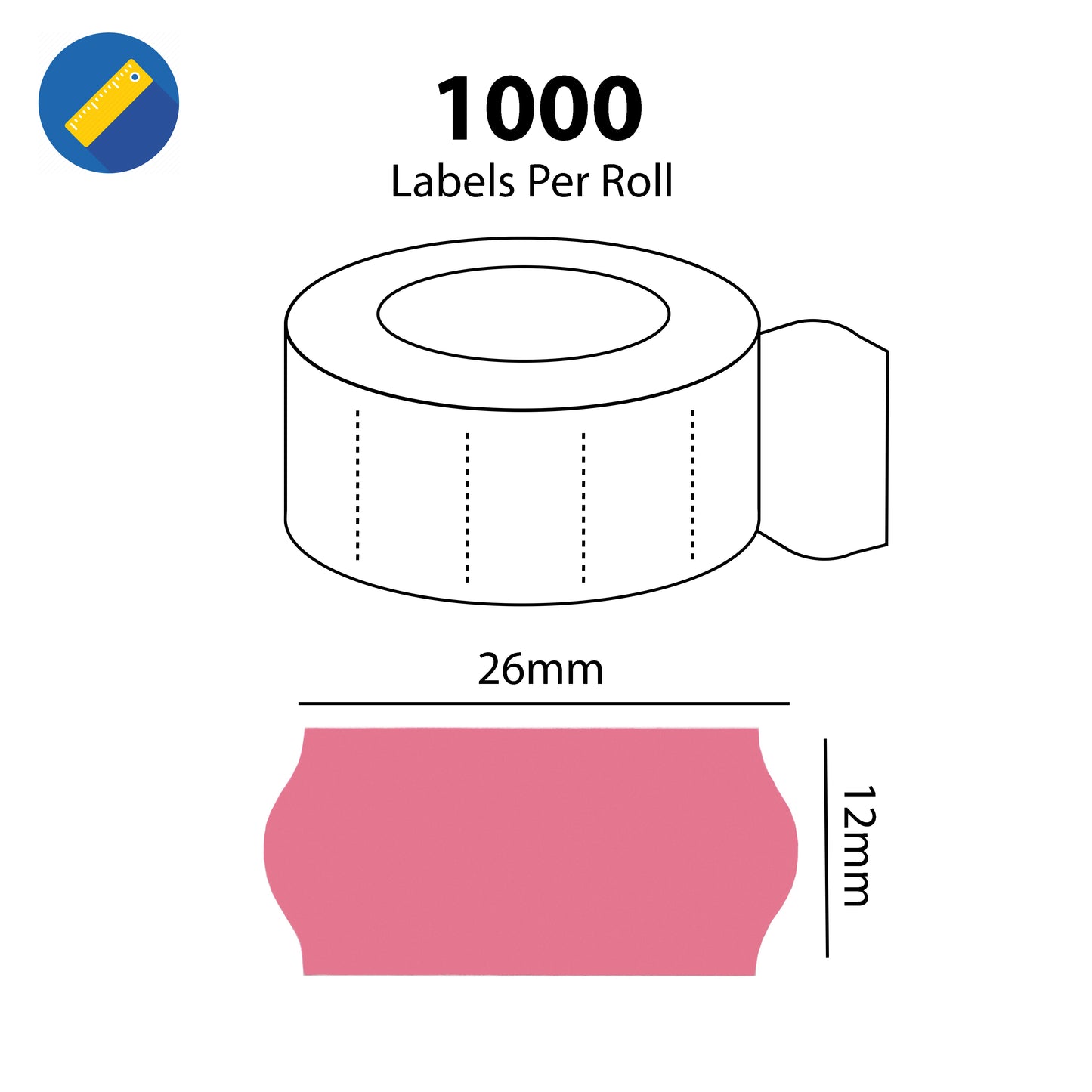 26 x 12mm Pink CT4 Permanent- 50,000 Labels
