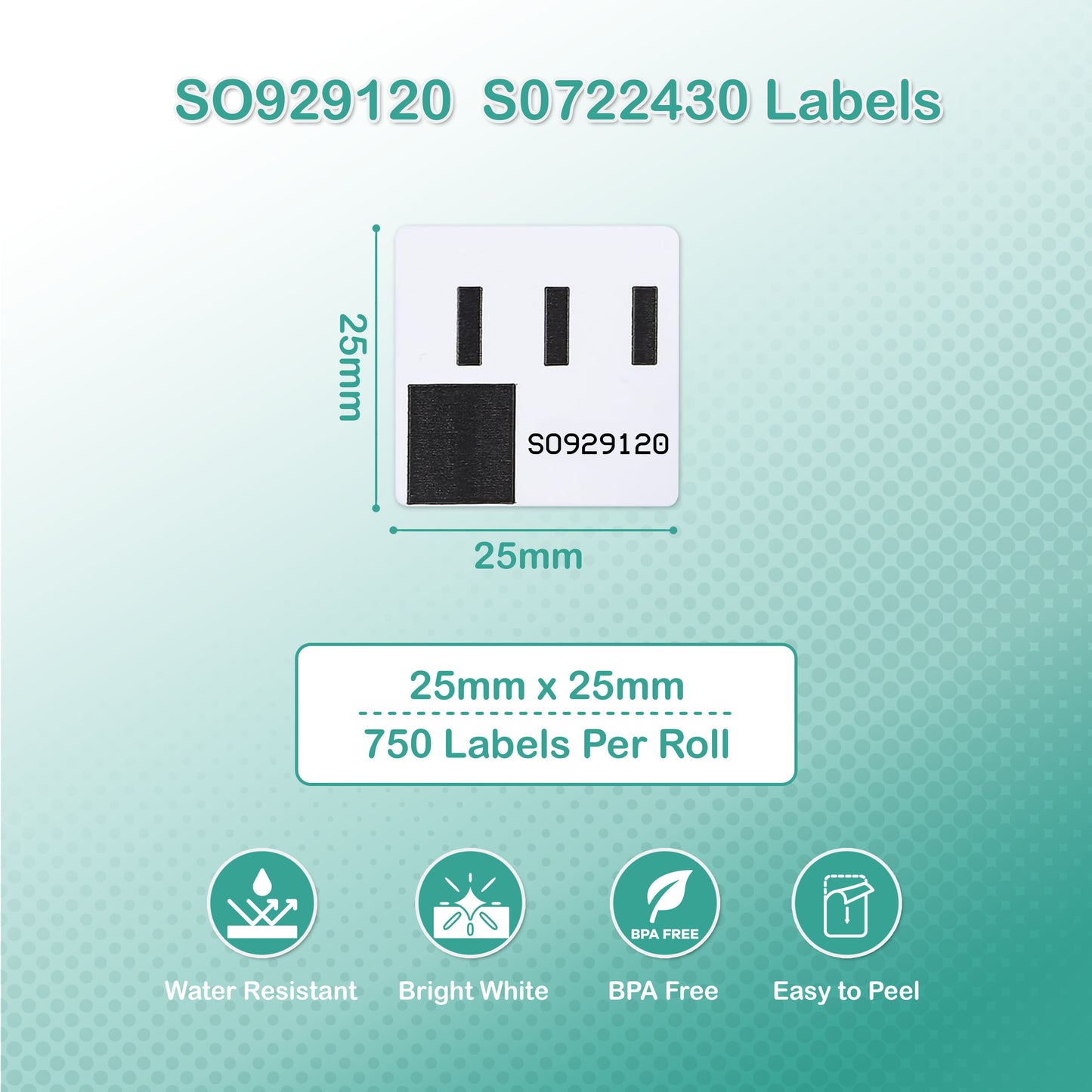 Dymo Compatible Labels S0929120 (25x25mm)