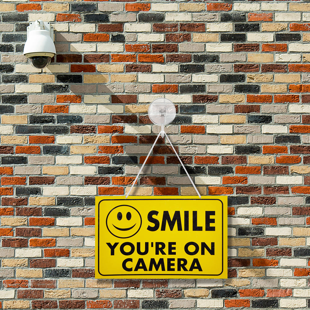 Smile You're on Camera Yellow Warning Sign (BS11)