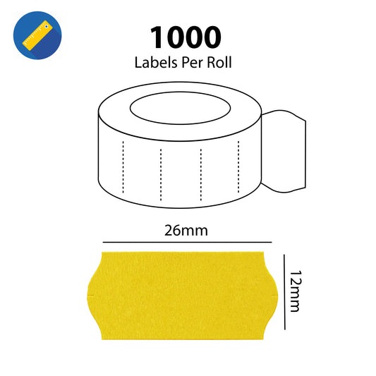 26 x 12mm Yellow CT4 Permanent- 10,000 Labels