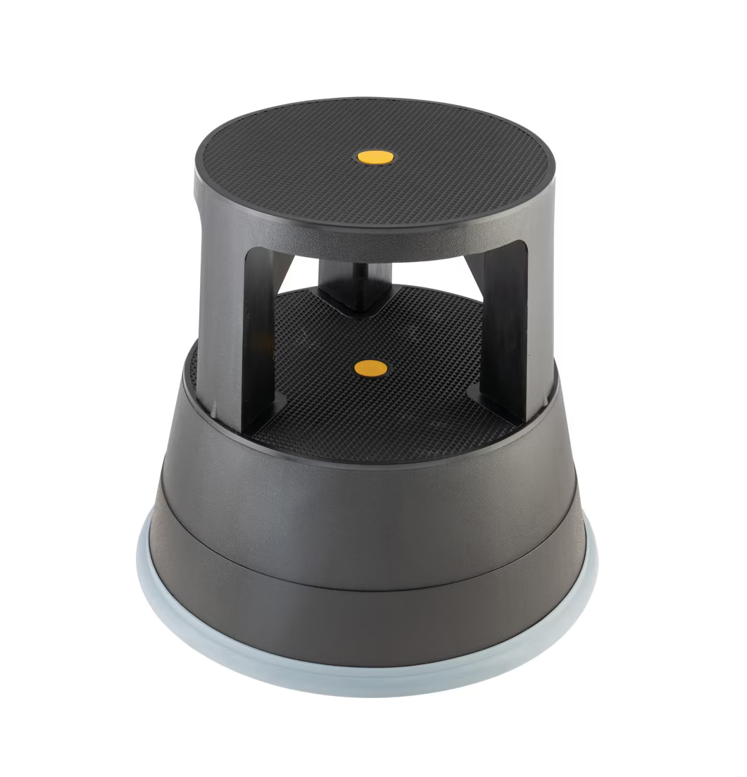 Swift Supastep Black Kick Step Stool with Retractable Castors Heavy Duty PP Great For Work Office Warehouse Retail Home 150kg Load Capacity