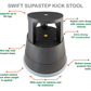 Swift Supastep Black Kick Step Stool with Retractable Castors Heavy Duty PP Great For Work Office Warehouse Retail Home 150kg Load Capacity