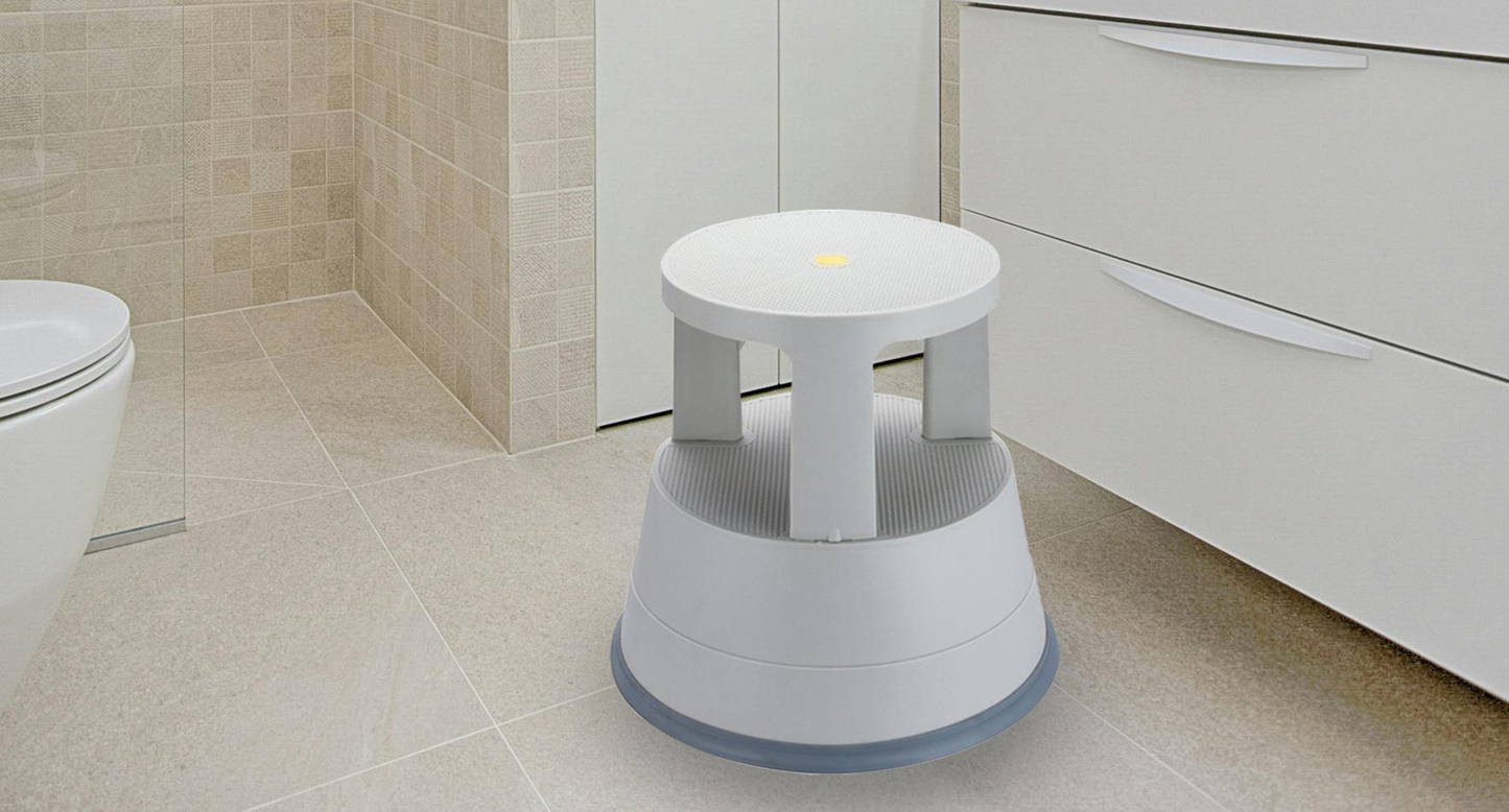 Swift Supastep Grey Kick Step Stool with Retractable Castors Heavy Duty PP Great For Work Office Warehouse Retail Home 150kg Load Capacity
