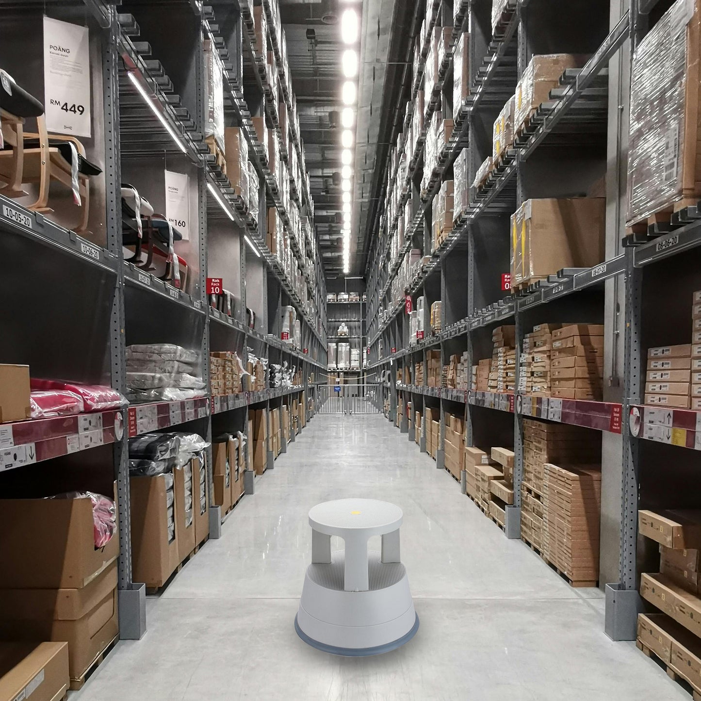 Swift Supastep Grey Kick Step Stool with Retractable Castors Heavy Duty PP Great For Work Office Warehouse Retail Home 150kg Load Capacity