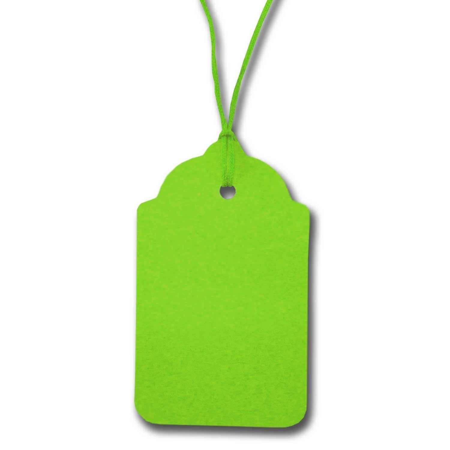 100 x Strung Hanging Card Clothing Tags 70mm x 40mm Green tradingmadeeasy.co.uk