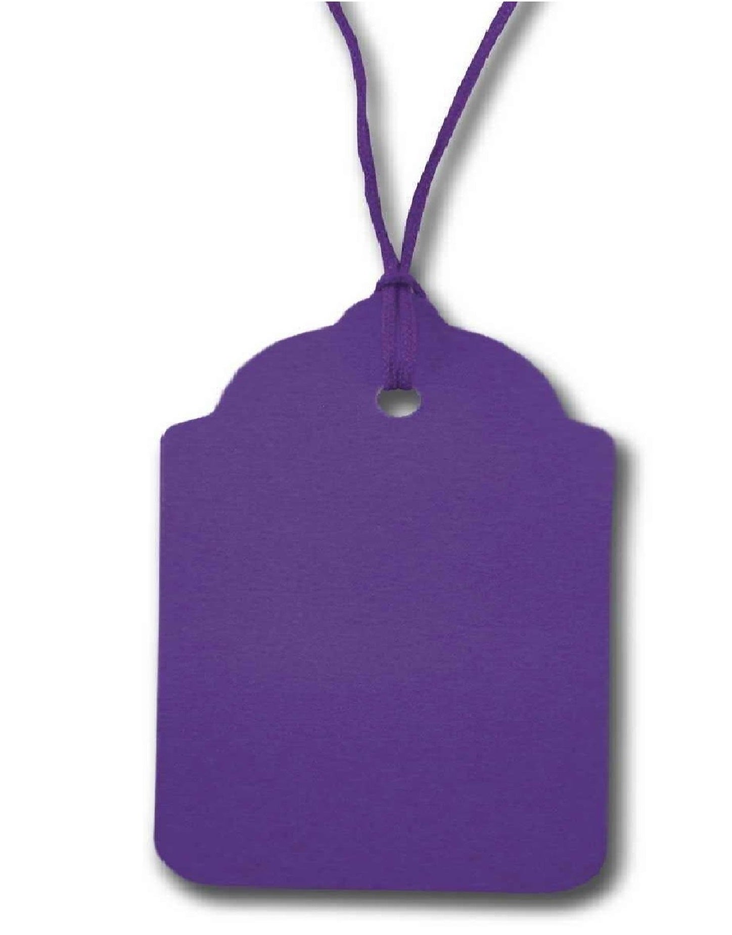 100 x Strung Hanging Card Clothing Tags 70mm x 40mm Purple tradingmadeeasy.co.uk