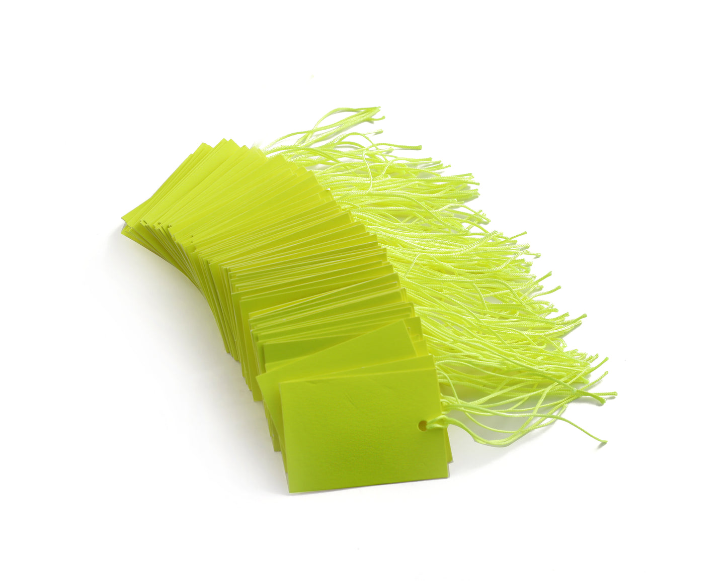 100 x Strung Hanging Card Clothing Tags 60mm x 40mm Yellow tradingmadeeasy.co.uk