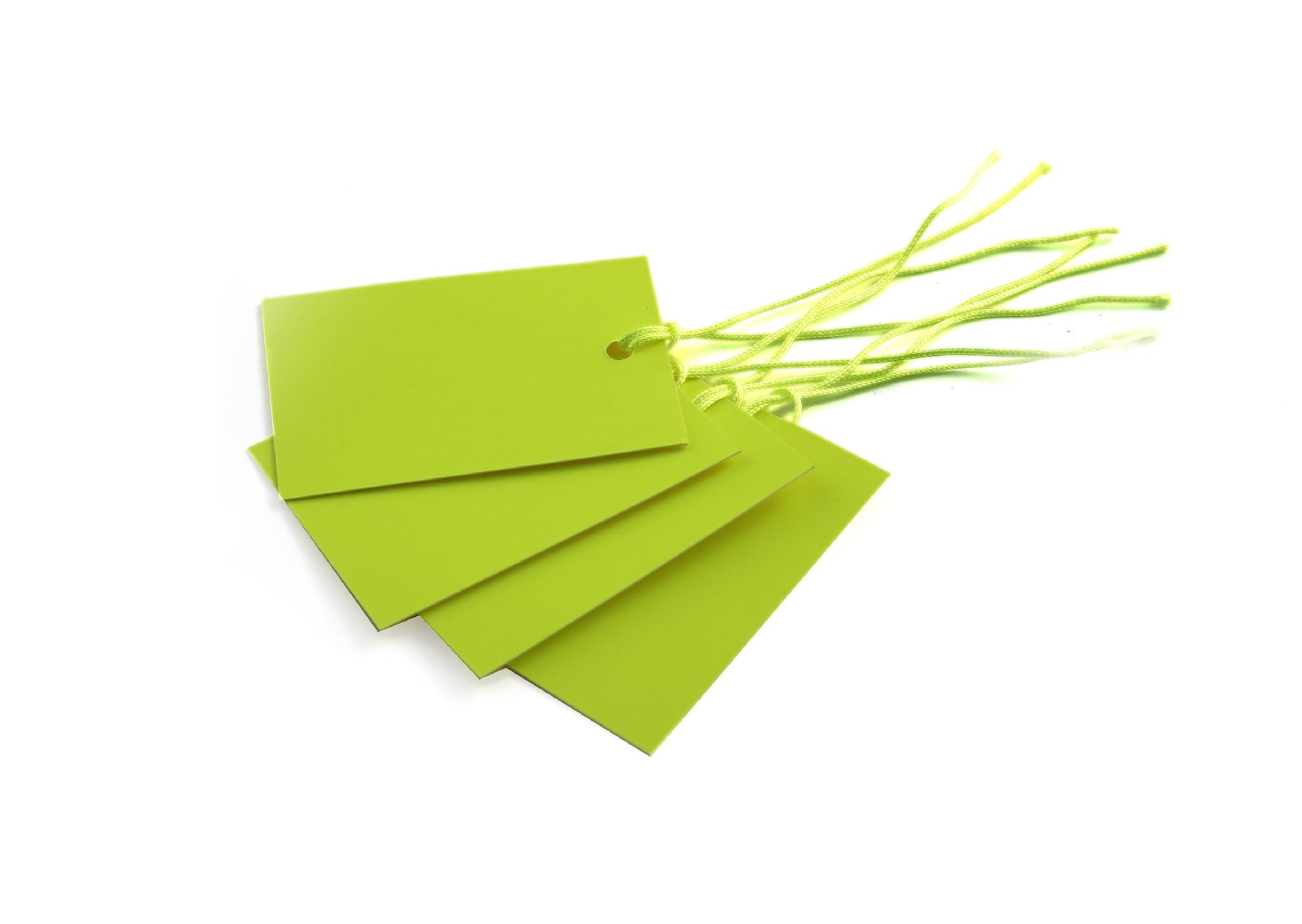 100 x Strung Hanging Card Clothing Tags 60mm x 40mm Yellow tradingmadeeasy.co.uk
