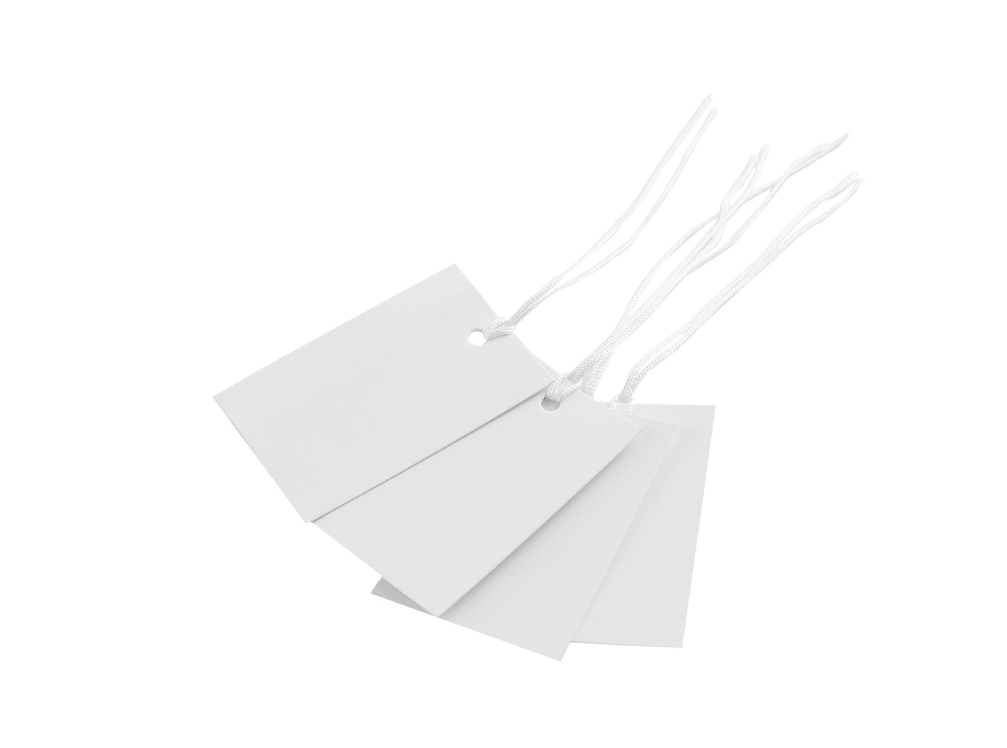 100 x Strung Hanging Card Clothing Tags 60mm x 40mm White tradingmadeeasy.co.uk