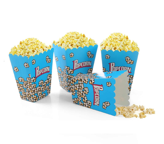 Foldable Childrens Popcorn Holder Boxes Blue Pack of 12 tradingmadeeasy.co.uk