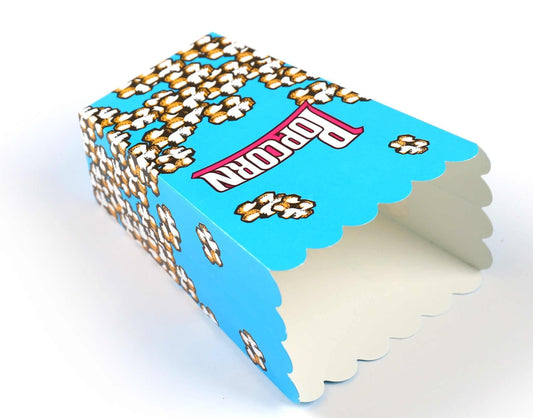 Foldable Childrens Popcorn Holder Boxes Blue Pack of 12 tradingmadeeasy.co.uk