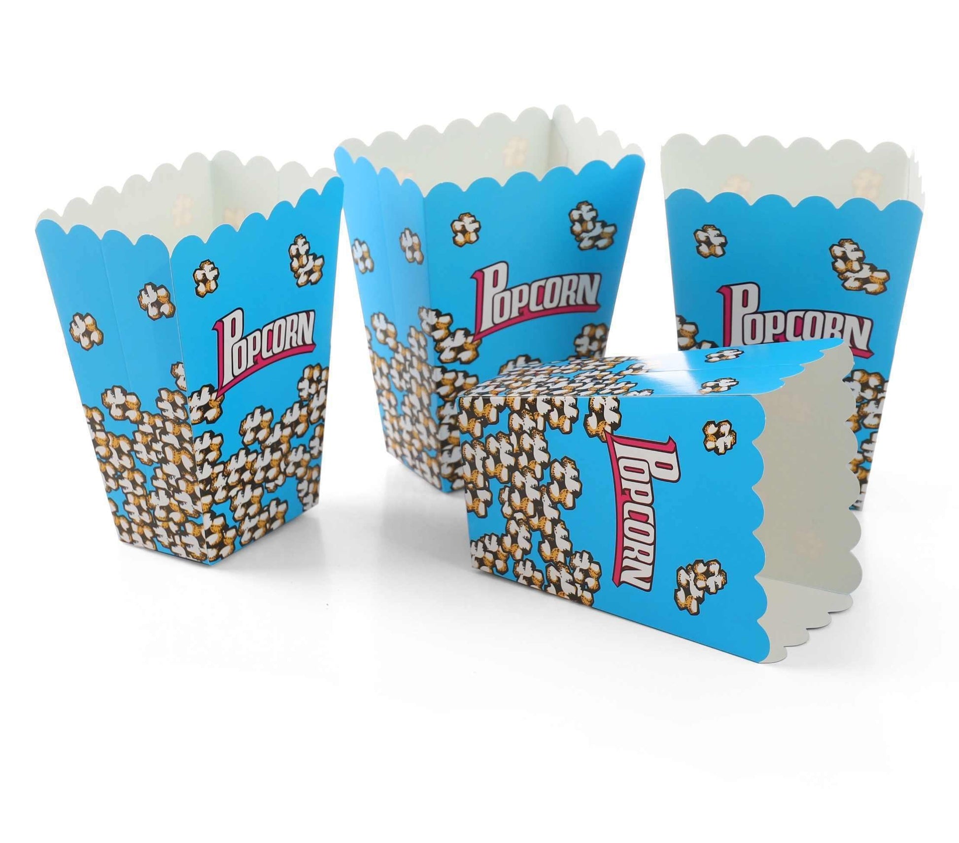 Foldable Childrens Popcorn Holder Boxes Blue Pack of 12 tradingmadeeasy.co.uk