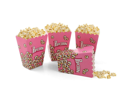 Foldable Childrens Popcorn Holder Boxes Pink Pack of 12 tradingmadeeasy.co.uk