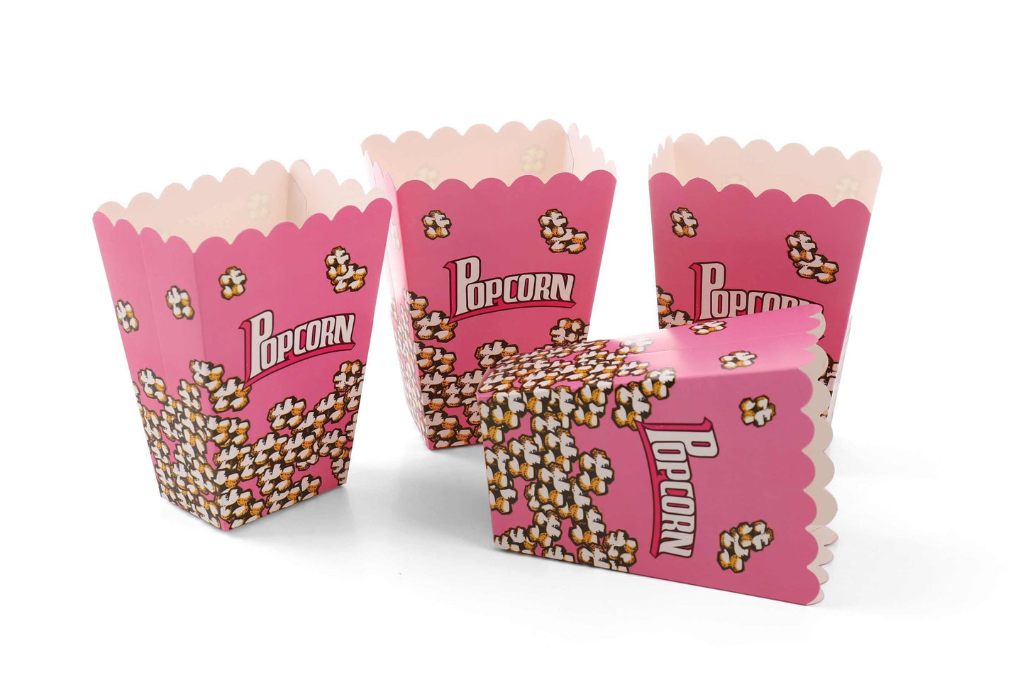 Foldable Childrens Popcorn Holder Boxes Pink Pack of 12 tradingmadeeasy.co.uk